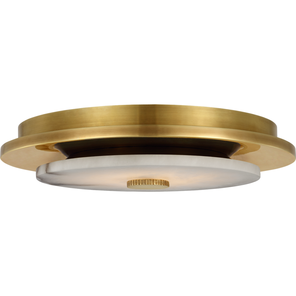 Anne-Marie Barton Lunara 14" Flush Mount in Antique-Burnished Brass with Alabaster W14" x H2.75"