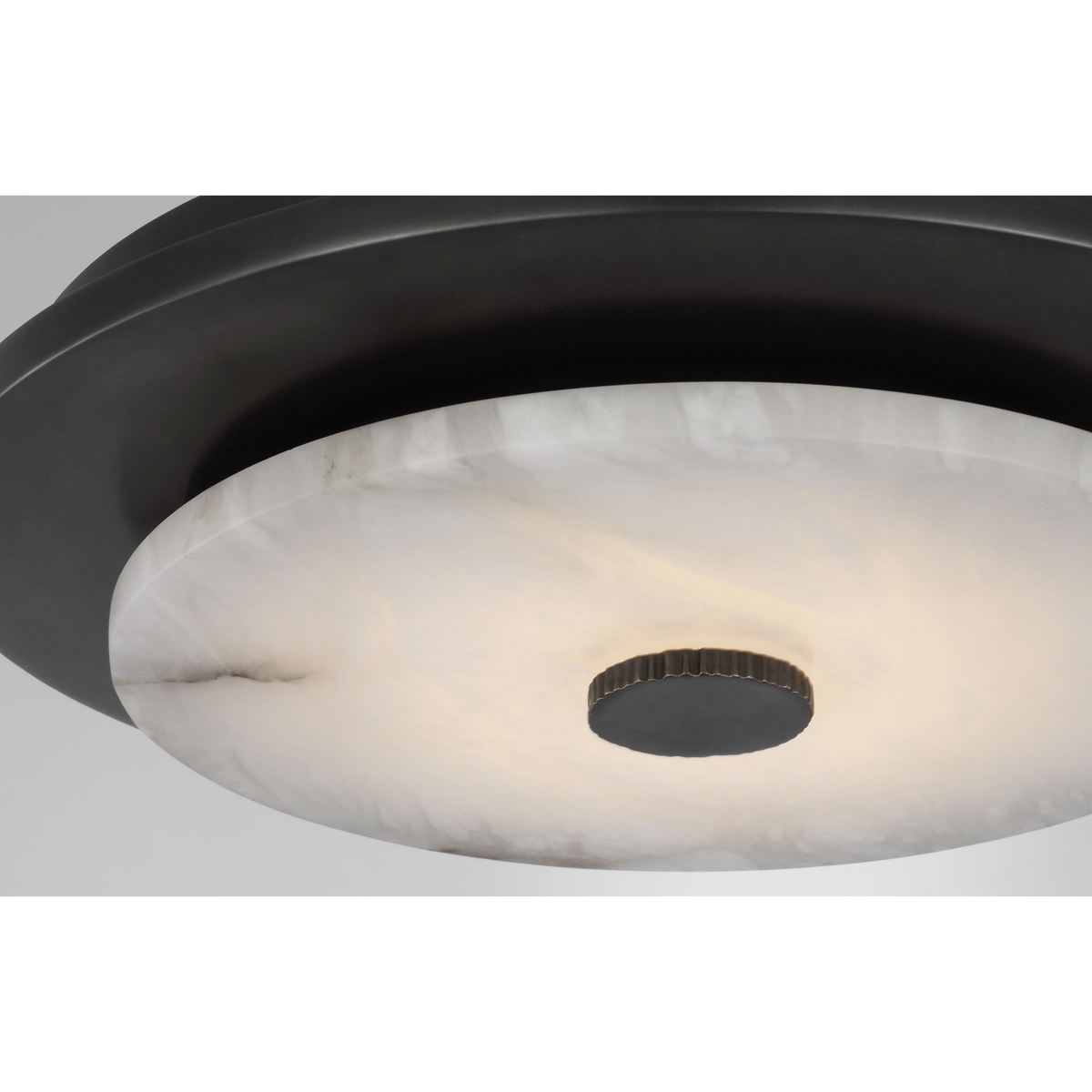 Anne-Marie Barton Lunara 14" Flush Mount in Bronze with Alabaster W14" x H2.75"