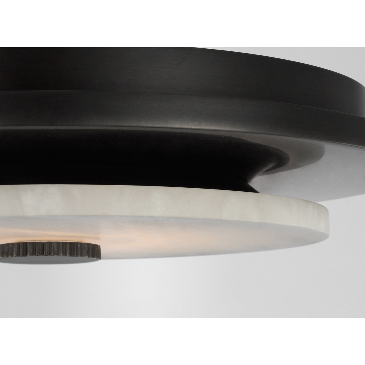 Anne-Marie Barton Lunara 14" Flush Mount in Bronze with Alabaster W14" x H2.75"