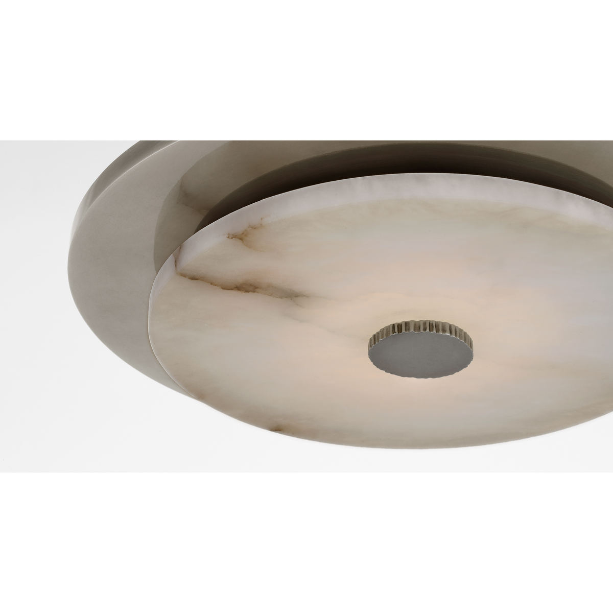 Anne-Marie Barton Lunara 14" Flush Mount in Pewter with Alabaster W14" x H2.75"