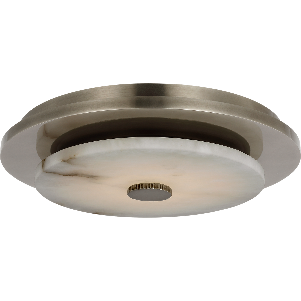 Anne-Marie Barton Lunara 14" Flush Mount in Pewter with Alabaster W14" x H2.75"