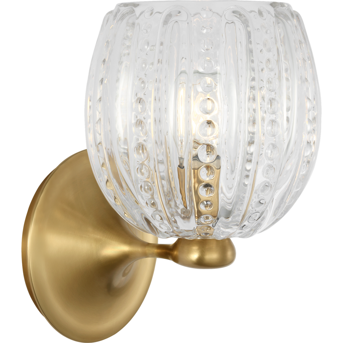 AERIN Lazari Single Bath Sconce in Hand-Rubbed Antique Brass with Clear Glass W6" x H8.75" x E7"