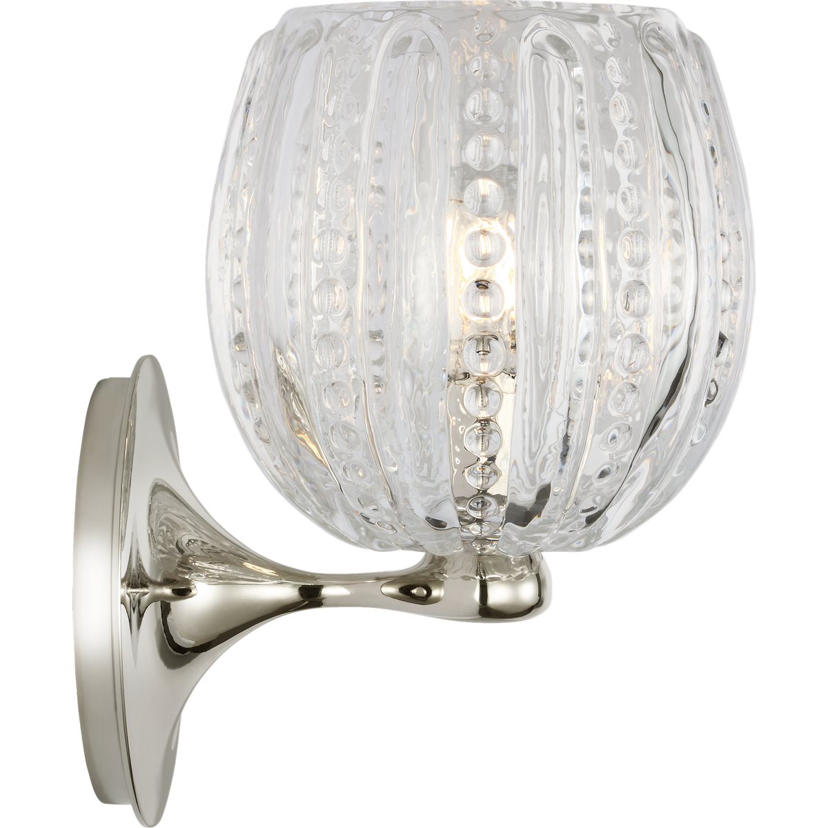 AERIN Lazari Single Bath Sconce in Polished Nickel with Clear Glass W6" x H8.75" x E7"