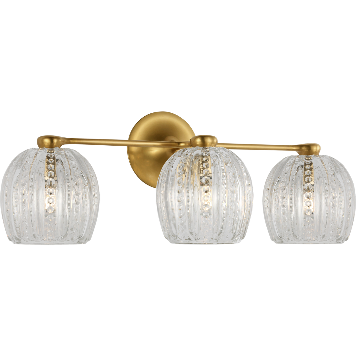 AERIN Lazari Triple Bath Sconce in Hand-Rubbed Antique Brass with Clear Glass W23" x H8.75" x E9"