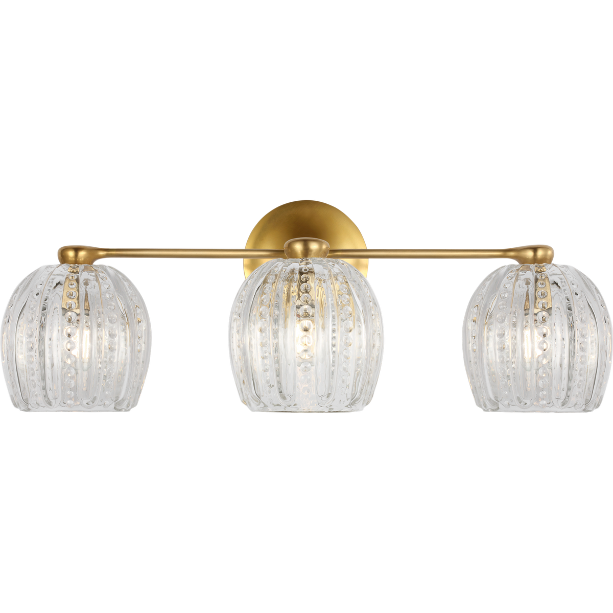 AERIN Lazari Triple Bath Sconce in Hand-Rubbed Antique Brass with Clear Glass W23" x H8.75" x E9"