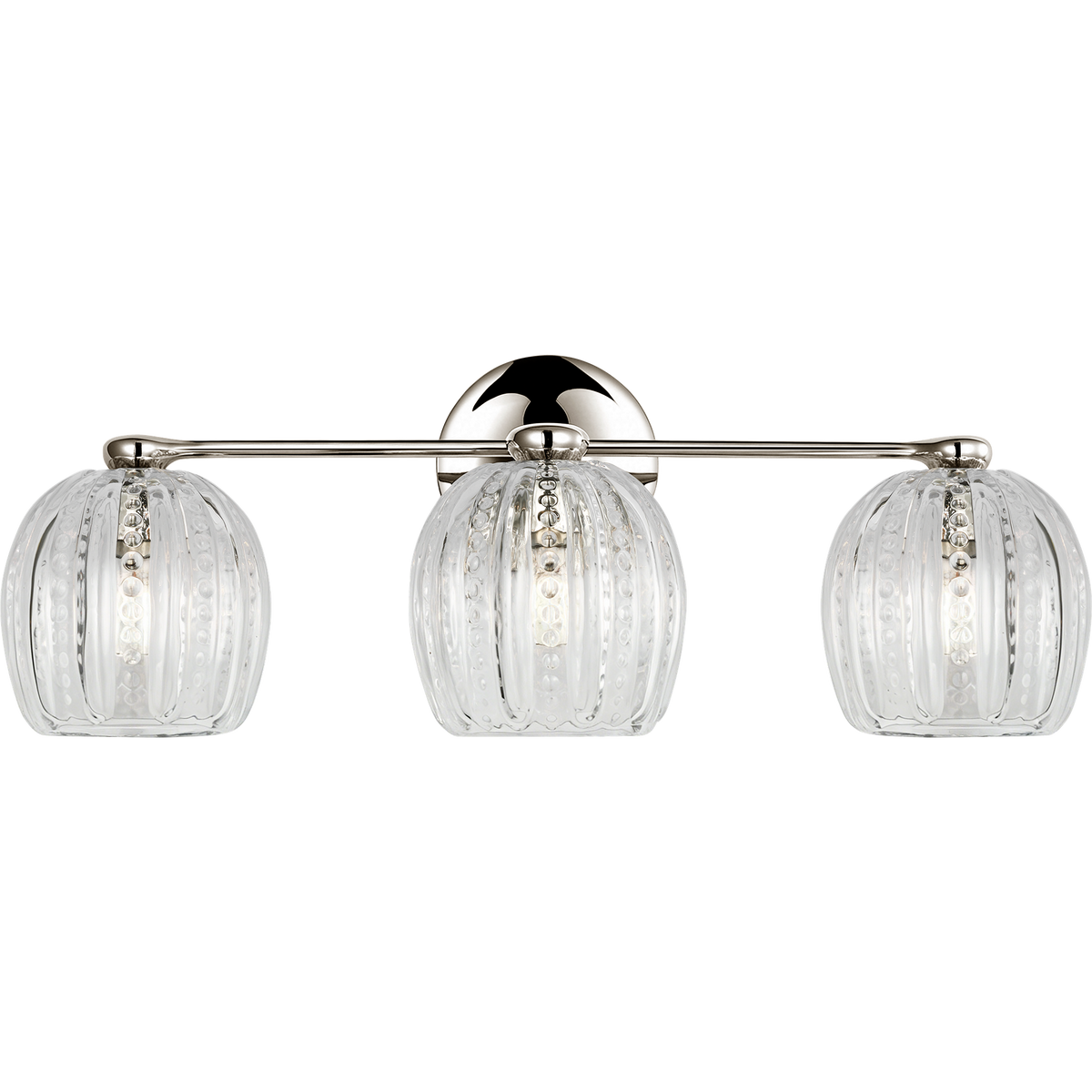 AERIN Lazari Triple Bath Sconce in Polished Nickel with Clear Glass W23" x H8.75" x E9"