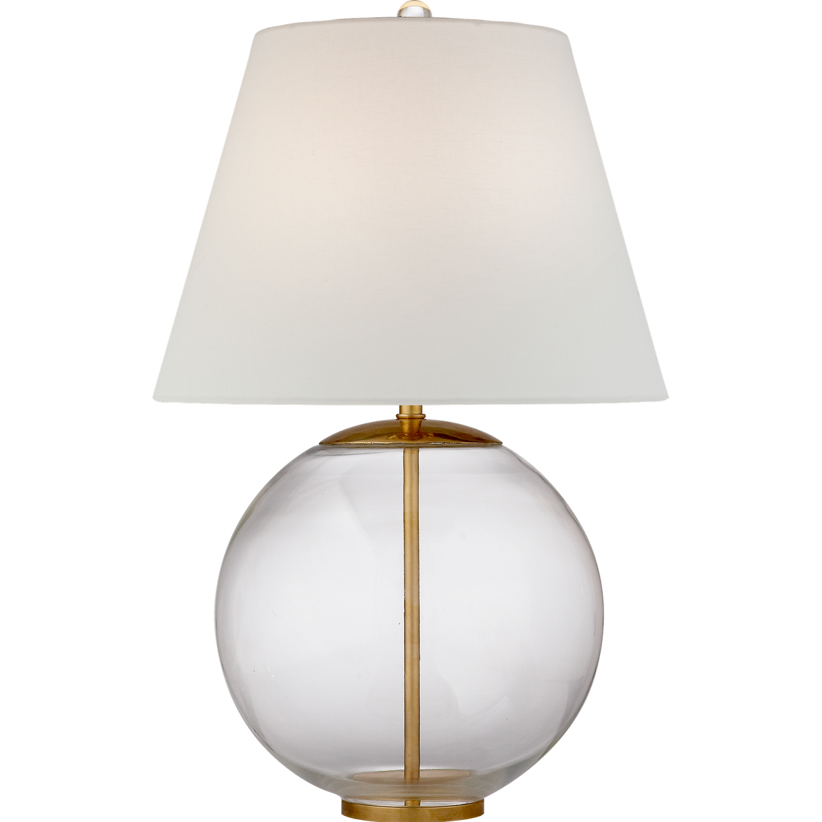 AERIN Morton Cordless Table Lamp in Clear Glass with Linen Shade W16.5" x H25.75"