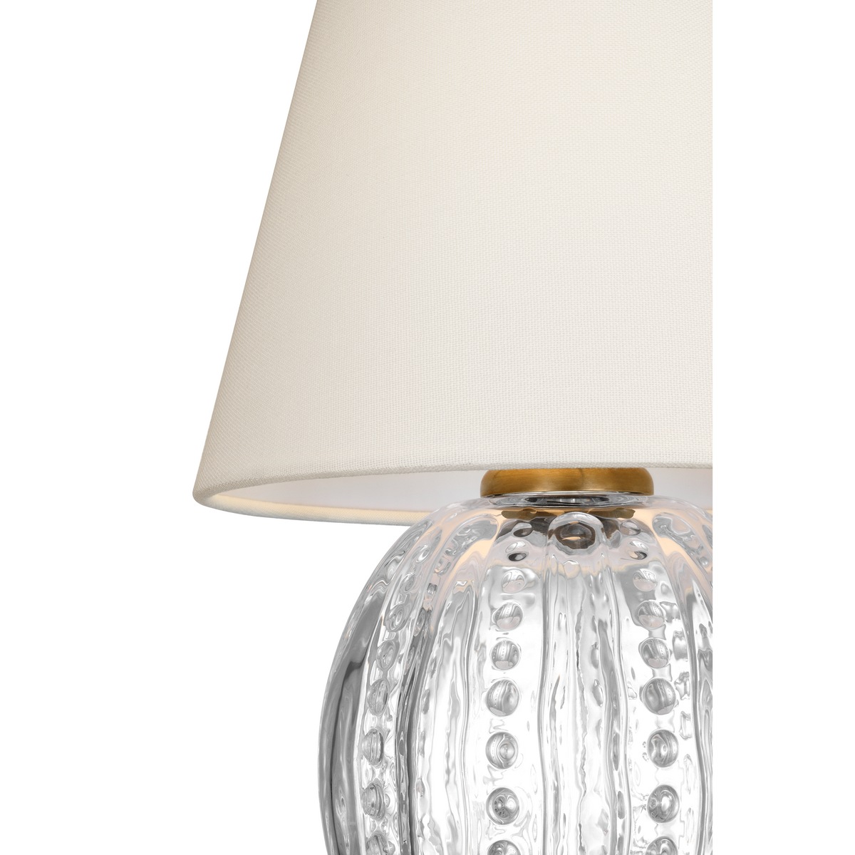 AERIN Lazari 13" Cordless Accent Lamp in Clear Glass with Linen Shade W8.5" x H12.5"