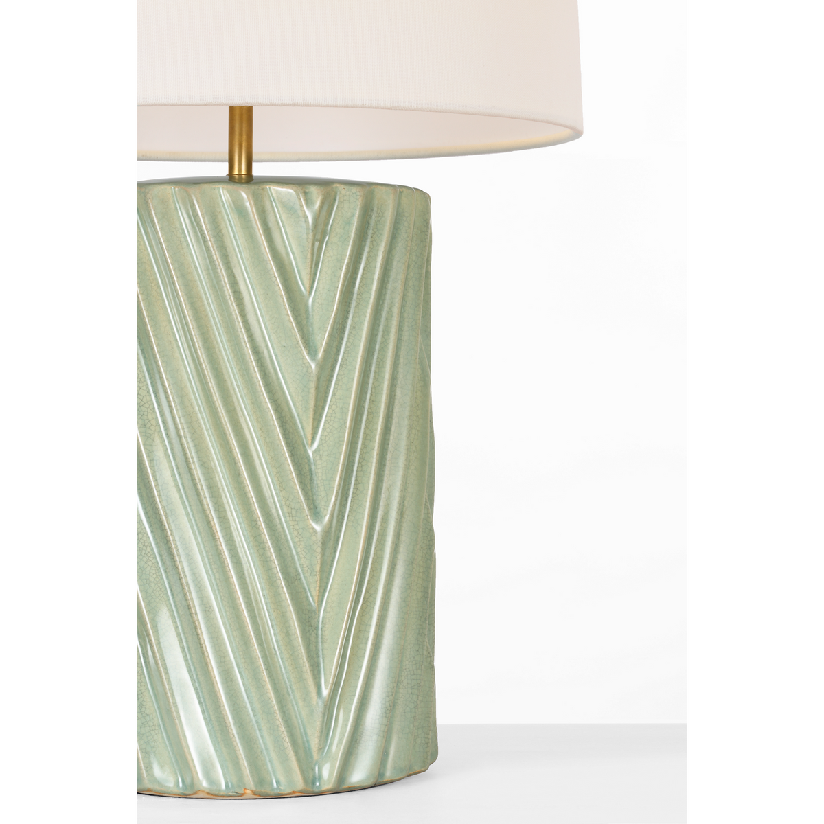 AERIN Vivara 24" Table Lamp in Celadon Crackle with Linen Shade W14" x H24.5"