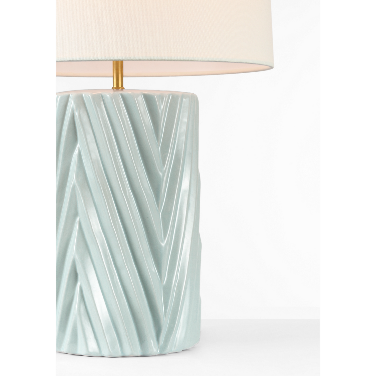 AERIN Vivara 24" Table Lamp in Pale Blue with Linen Shade W14" x H24.5"
