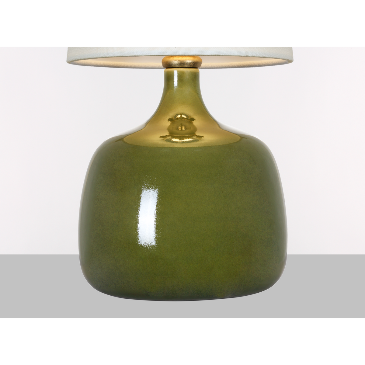 AERIN Cassis 18" Table Lamp in Green with Linen Shade W7.25" x H17.5"