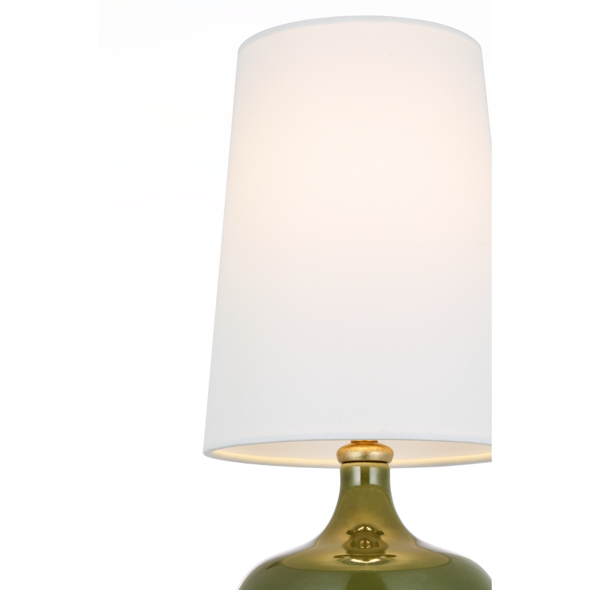 AERIN Cassis 18" Table Lamp in Green with Linen Shade W7.25" x H17.5"