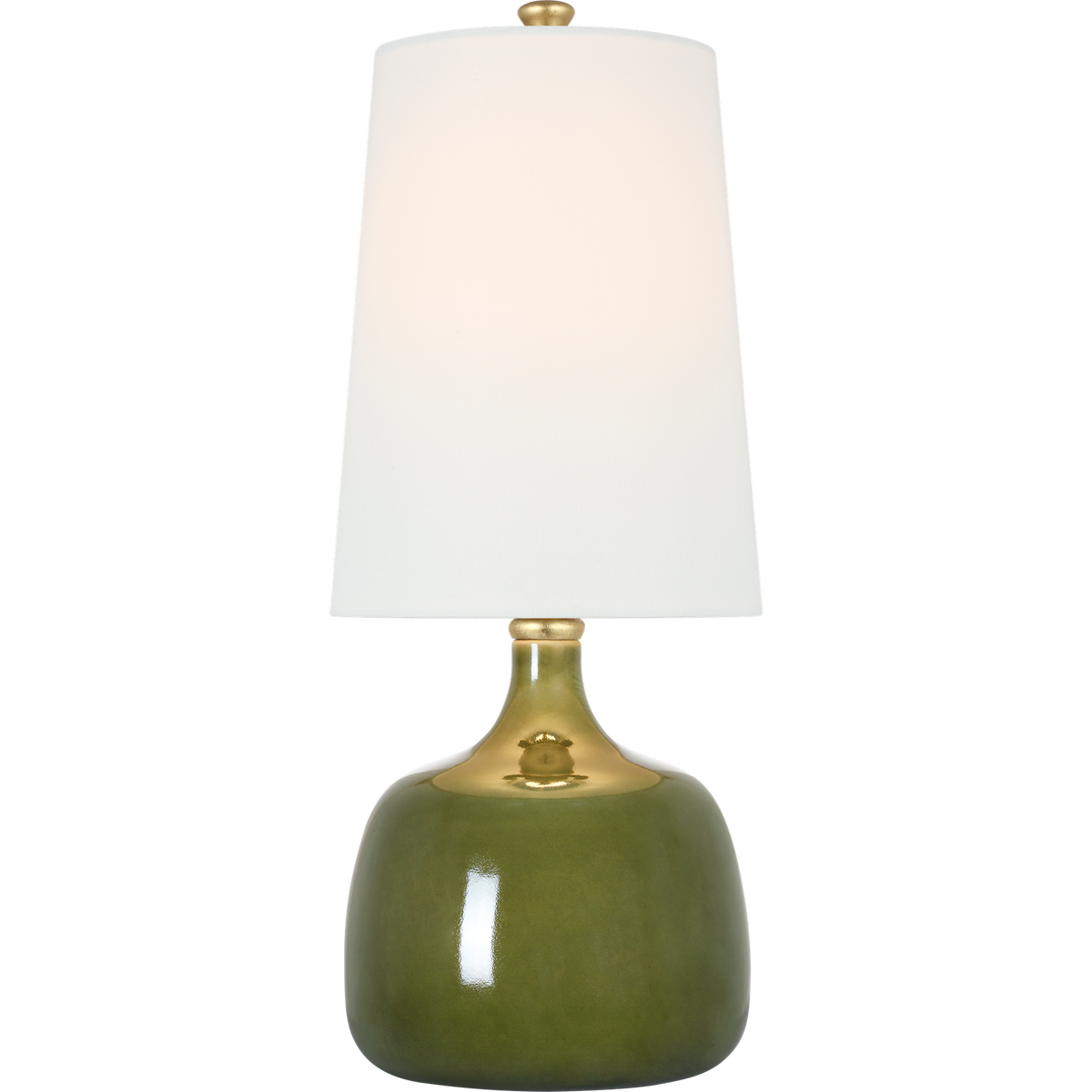 AERIN Cassis 18" Table Lamp in Green with Linen Shade W7.25" x H17.5"