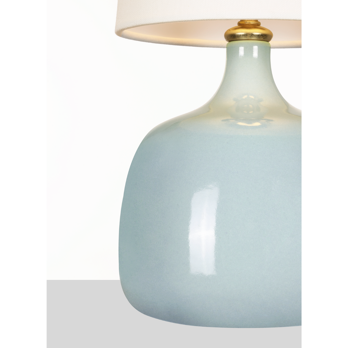 AERIN Cassis 18" Table Lamp in Pale Blue with Linen Shade W7.25" x H17.5"