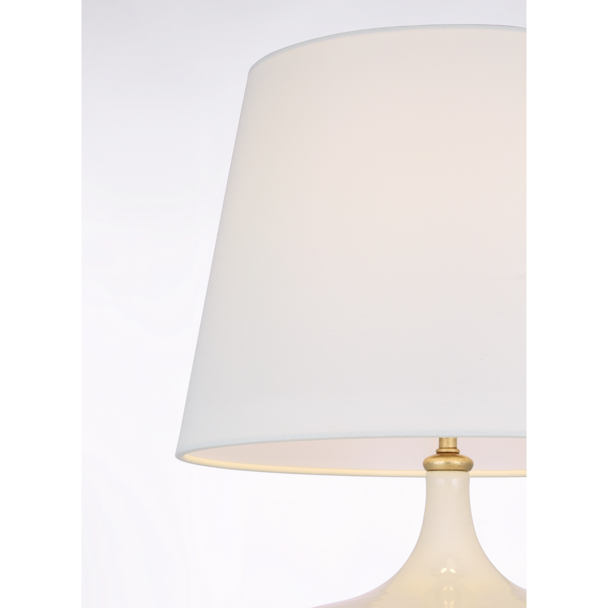 AERIN Cassis 19" Low Wide Table Lamp in Ivory with Linen Shade W14" x H19"