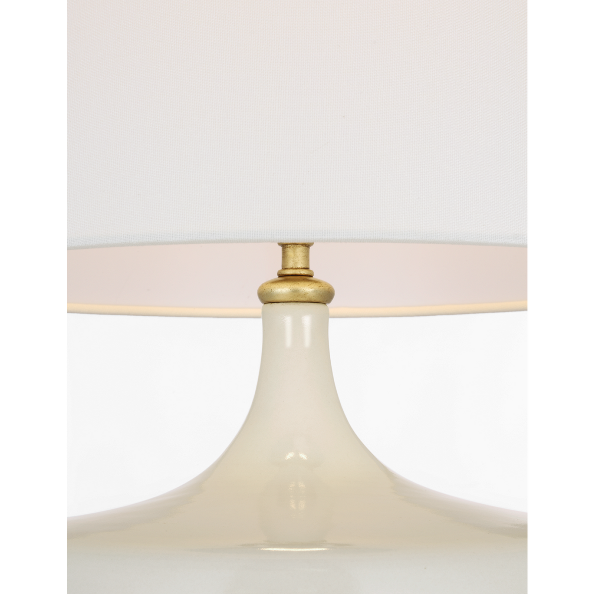AERIN Cassis 19" Low Wide Table Lamp in Ivory with Linen Shade W14" x H19"