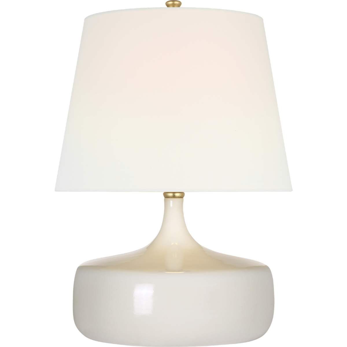 AERIN Cassis 19" Low Wide Table Lamp in Ivory with Linen Shade W14" x H19"