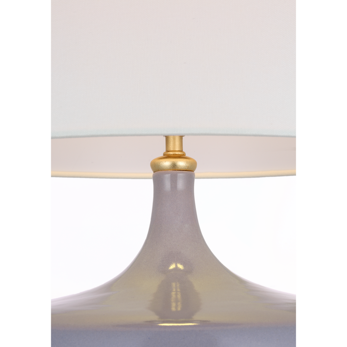 AERIN Cassis 19" Low Wide Table Lamp in Lilac with Linen Shade W14" x H19"
