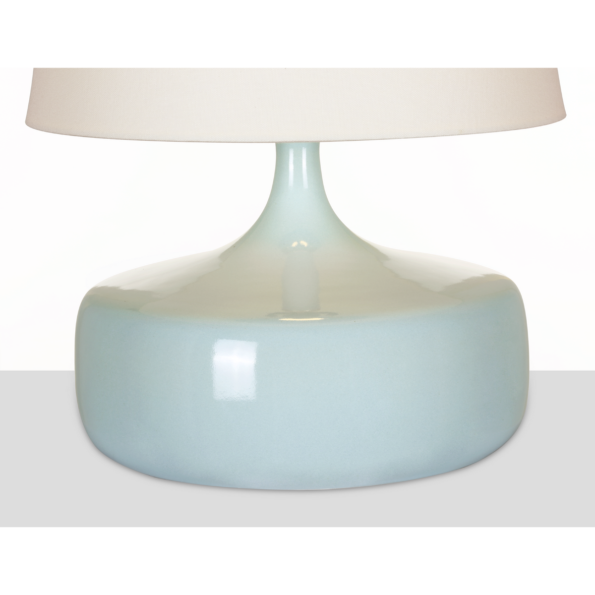 AERIN Cassis 19" Low Wide Table Lamp in Pale Blue with Linen Shade W14" x H19"