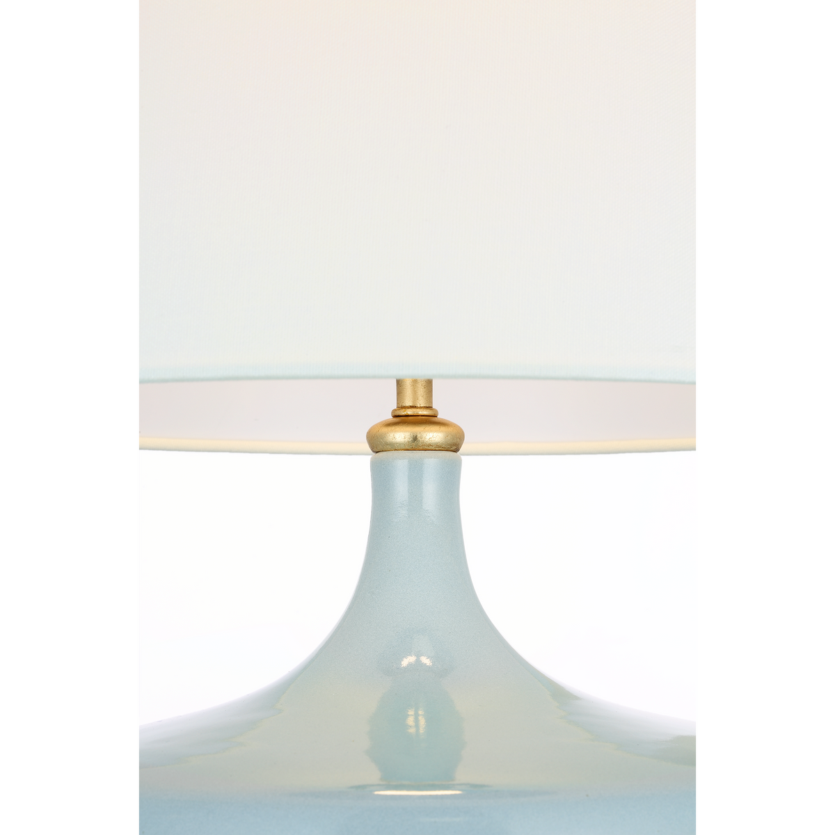AERIN Cassis 19" Low Wide Table Lamp in Pale Blue with Linen Shade W14" x H19"