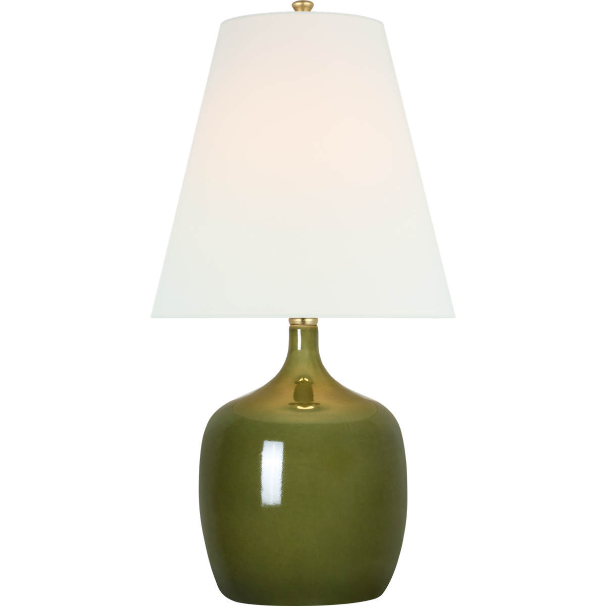 AERIN Cassis 25" Table Lamp in Green with Linen Shade W13" x H24.75"