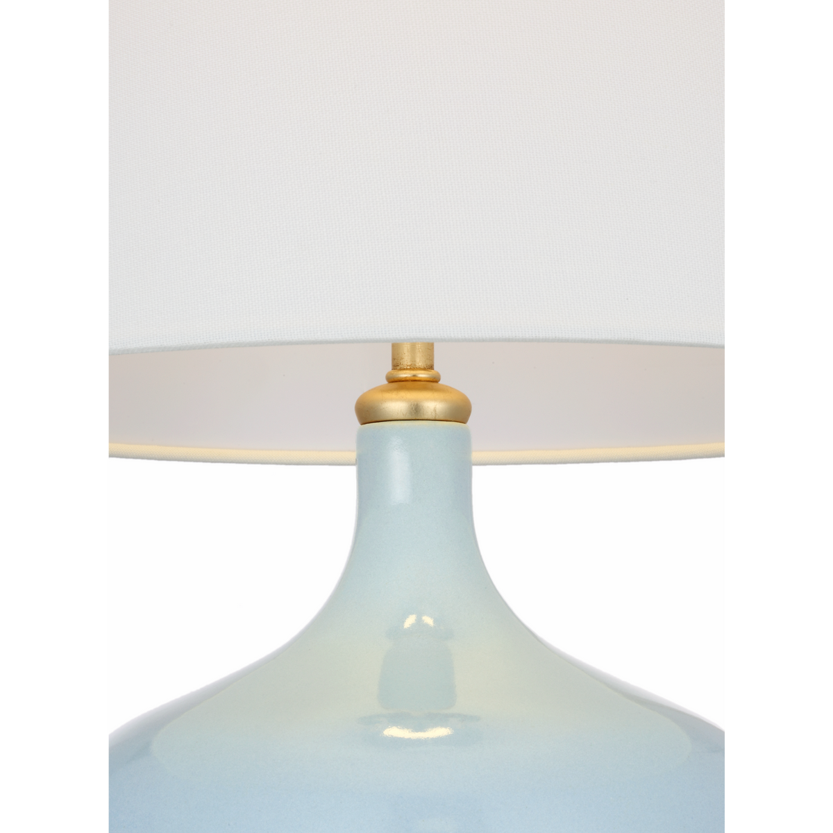 AERIN Cassis 25" Table Lamp in Pale Blue with Linen Shade W13" x H24.75"