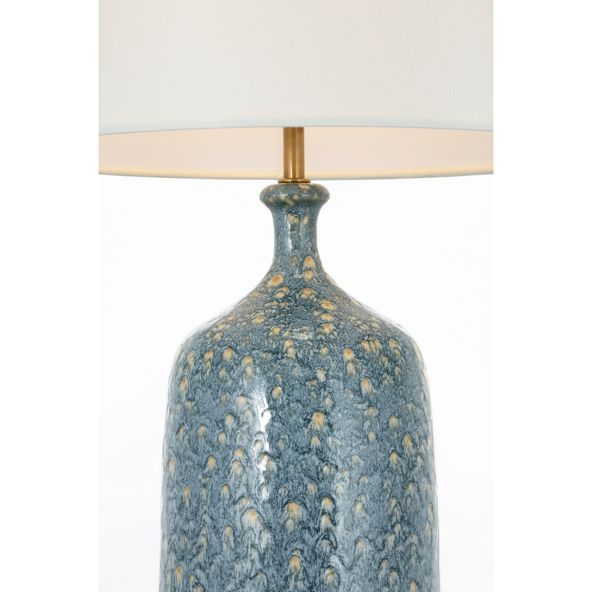 AERIN Culloden 25" Cordless Table Lamp in Blue Lagoon with Linen Shade W14" x H24.5"