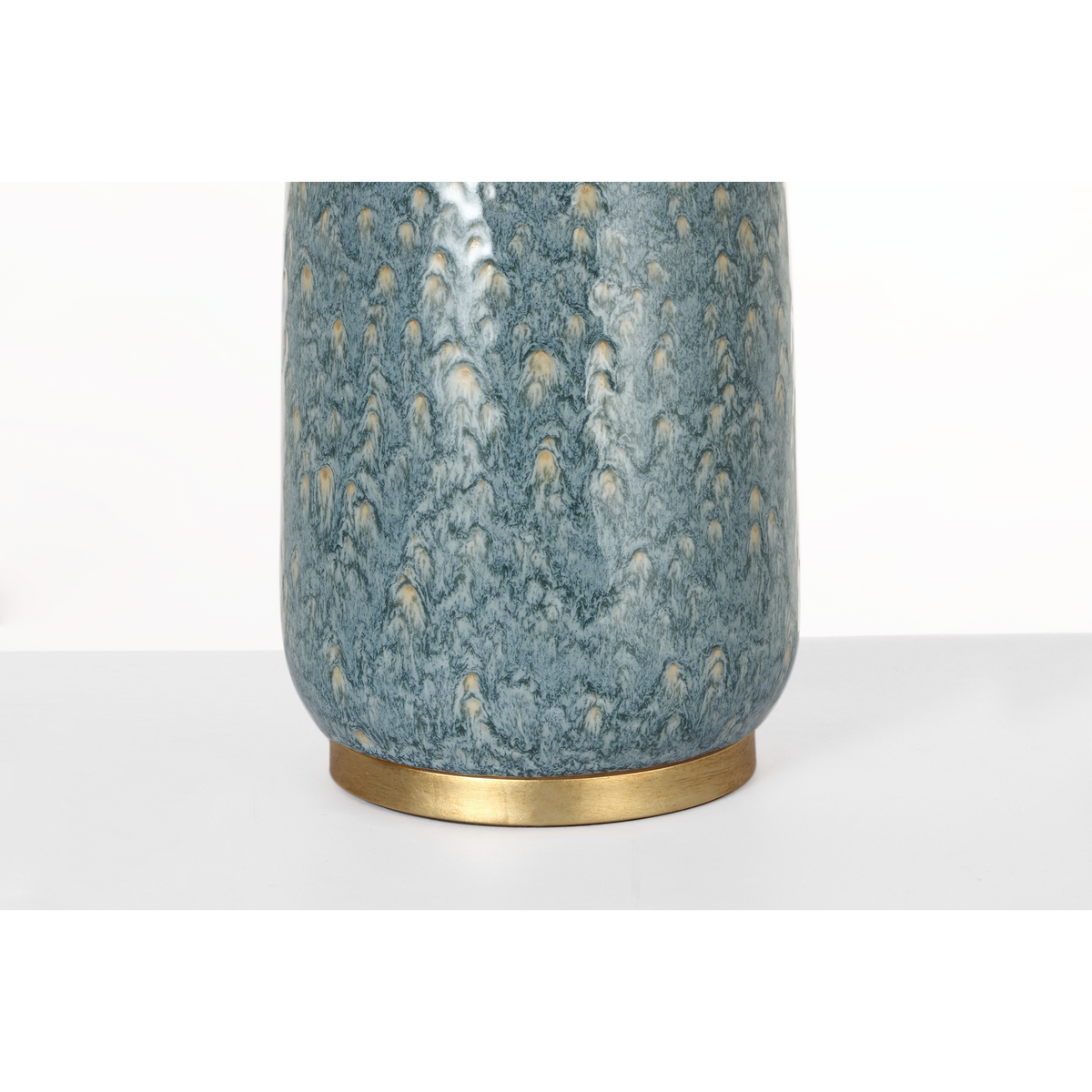 AERIN Culloden 25" Cordless Table Lamp in Blue Lagoon with Linen Shade W14" x H24.5"
