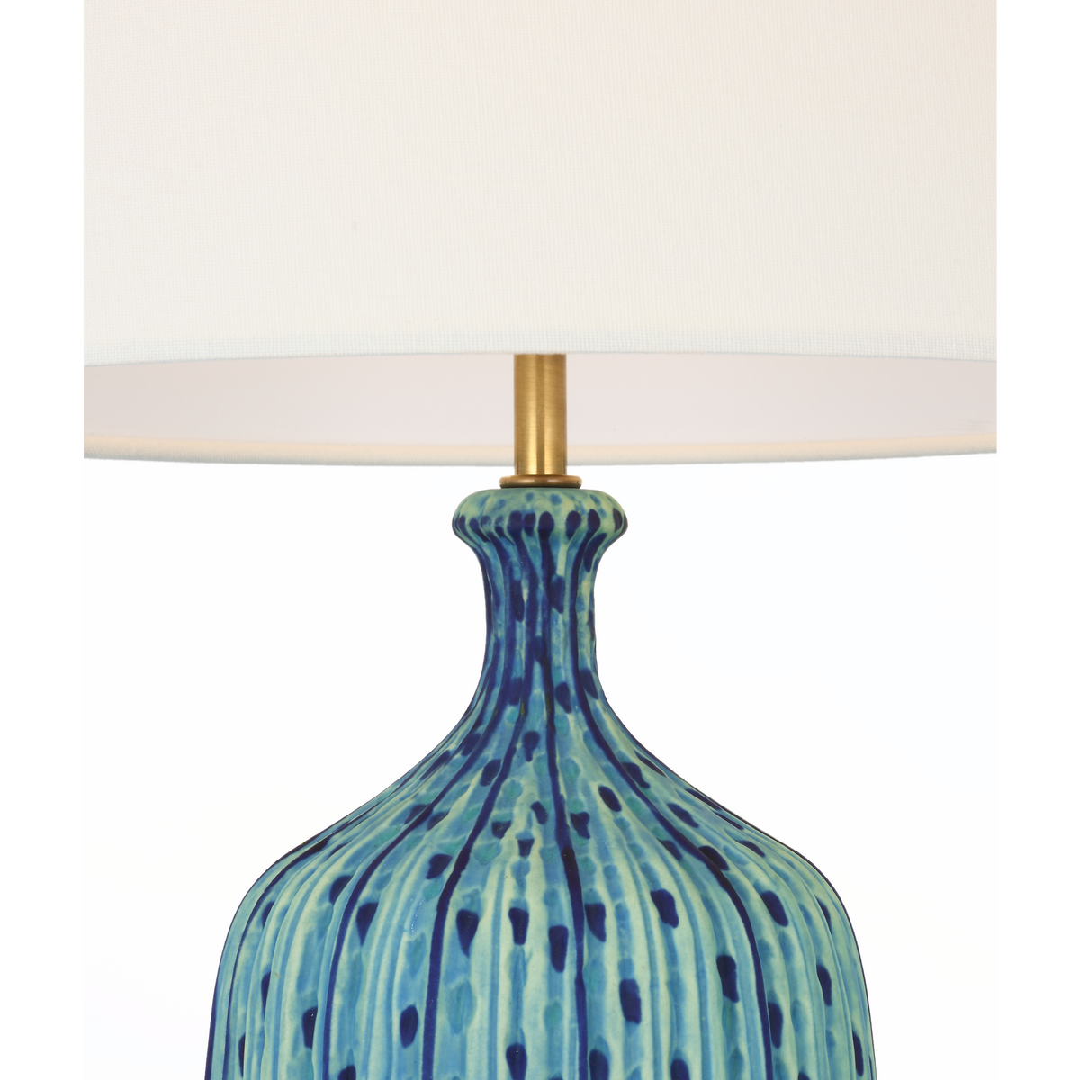 AERIN Culloden 25" Cordless Table Lamp in Pebbled Aquamarine with Linen Shade W14" x H24.5"
