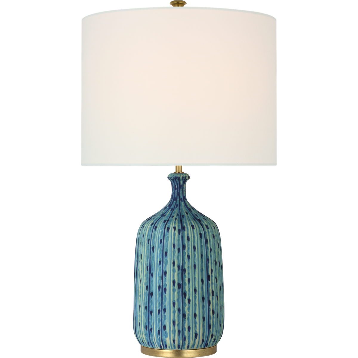 AERIN Culloden 25" Cordless Table Lamp in Pebbled Aquamarine with Linen Shade W14" x H24.5"