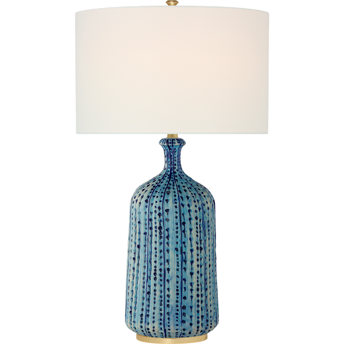 AERIN Culloden Cordless Table Lamp in Pebbled Aquamarine with Linen Shade W18" x H30"