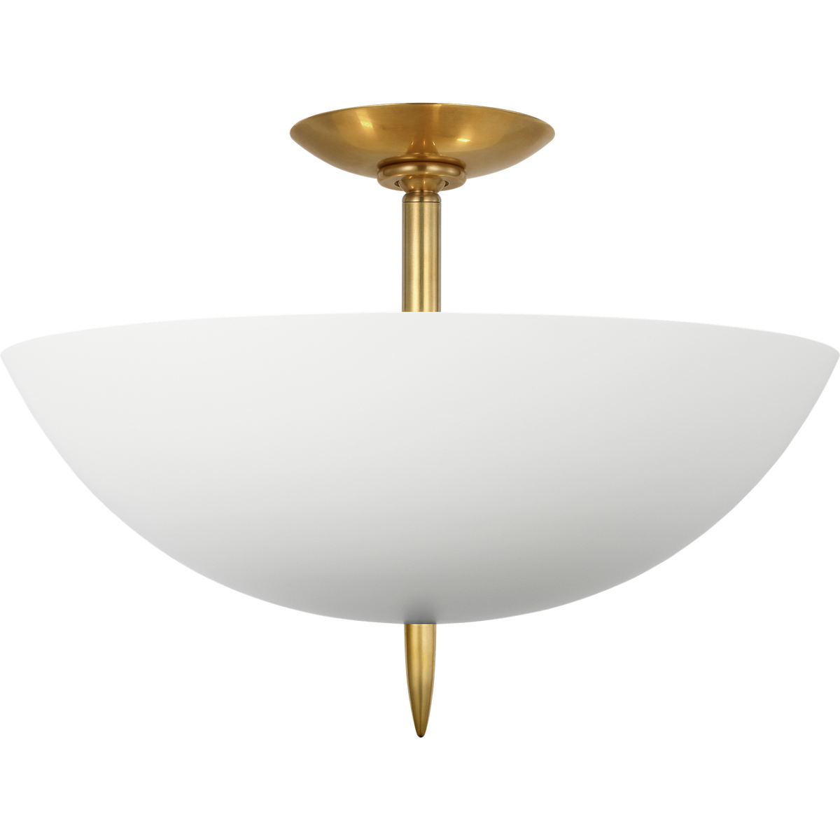 AERIN Orsini 16" Semi-Flush Mount in Hand-Rubbed Antique Brass with Plaster White Shade W15.75" x H11"