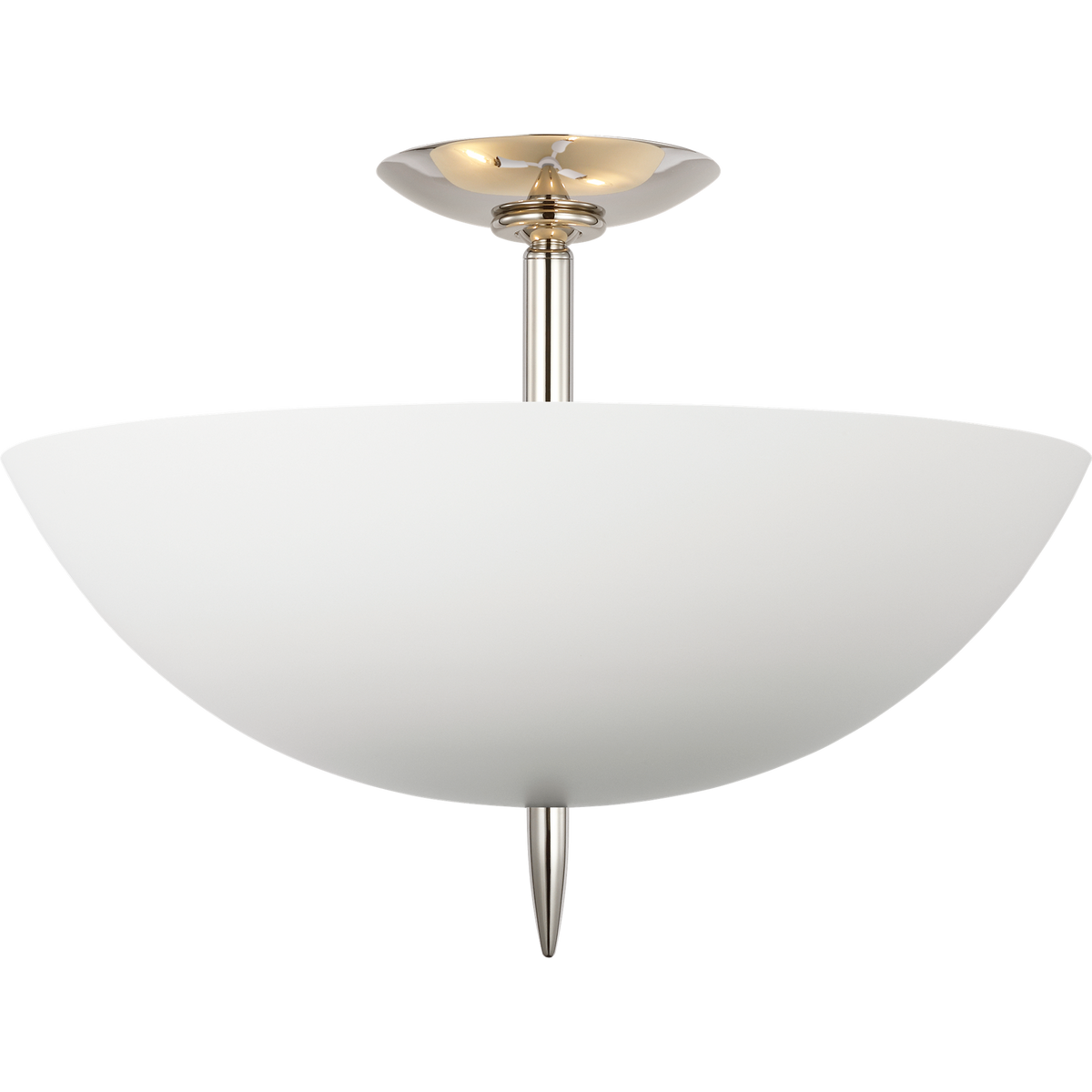 AERIN Orsini 16" Semi-Flush Mount in Polished Nickel with Plaster White Shade W15.75" x H11"