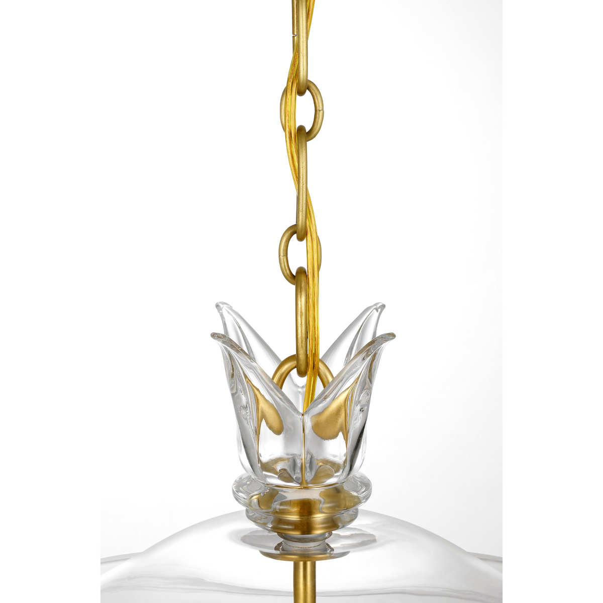 AERIN Varenna 19" Pendant in Hand-Rubbed Antique Brass with Clear and White Glass W19.25" x H24.5"
