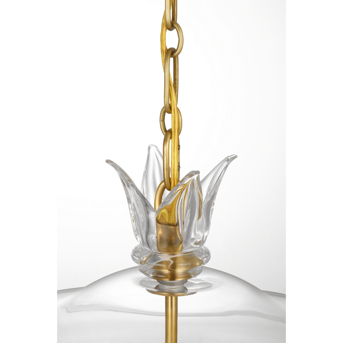 AERIN Varenna 19" Pendant in Hand-Rubbed Antique Brass with Clear and White Glass W19.25" x H24.5"