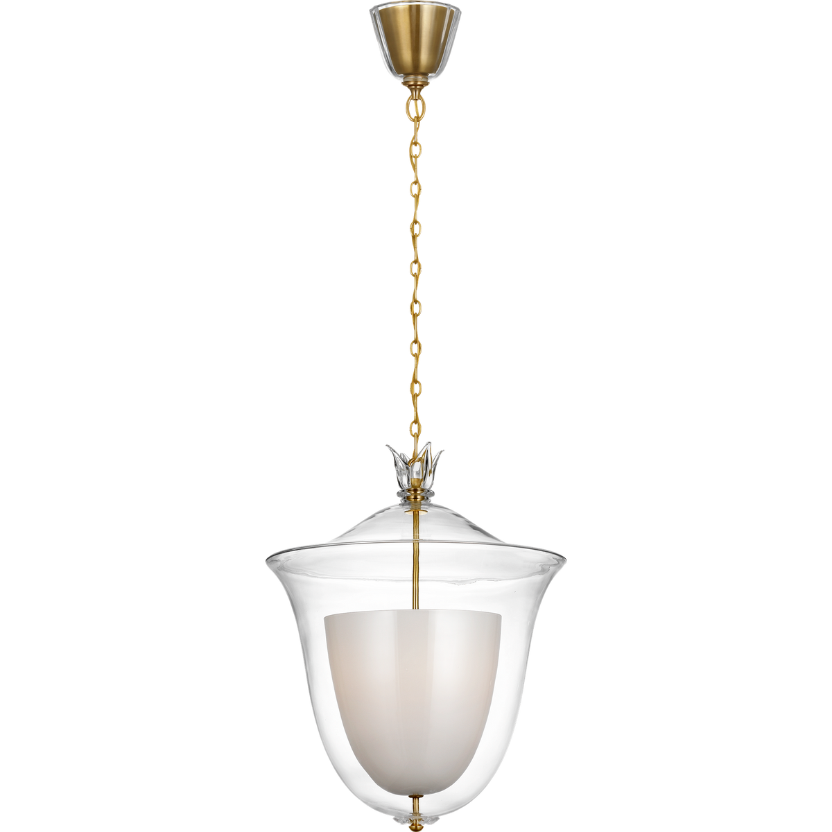 AERIN Varenna 19" Pendant in Hand-Rubbed Antique Brass with Clear and White Glass W19.25" x H24.5"