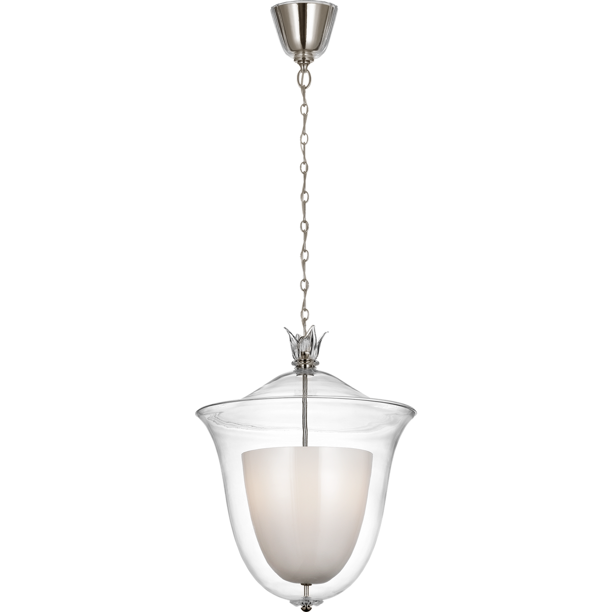 AERIN Varenna 19" Pendant in Polished Nickel with Clear and White Glass W19.25" x H24.5"