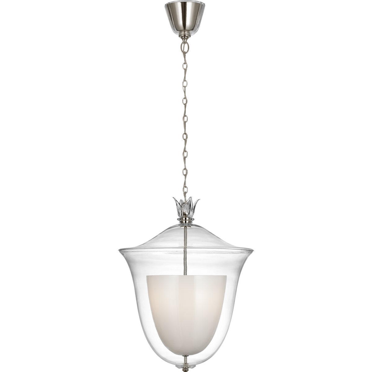 AERIN Varenna 19" Pendant in Polished Nickel with Clear and White Glass W19.25" x H24.5"