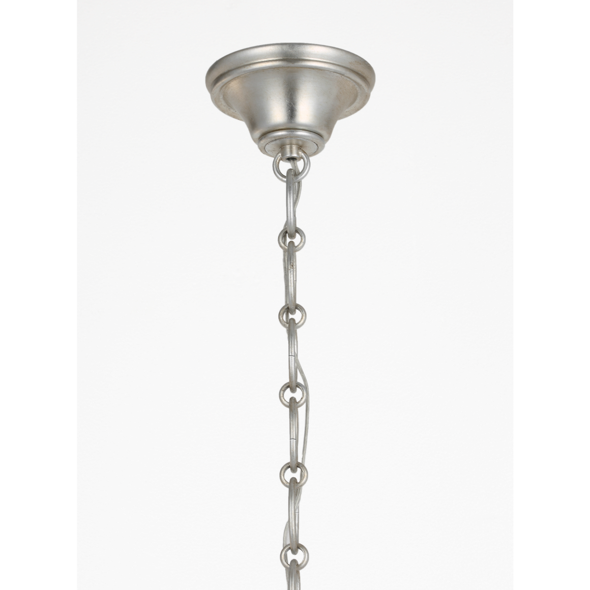 AERIN Livenza 25" Chandelier in Burnished Silver Leaf with White Strie Glass W25.25" x H27"