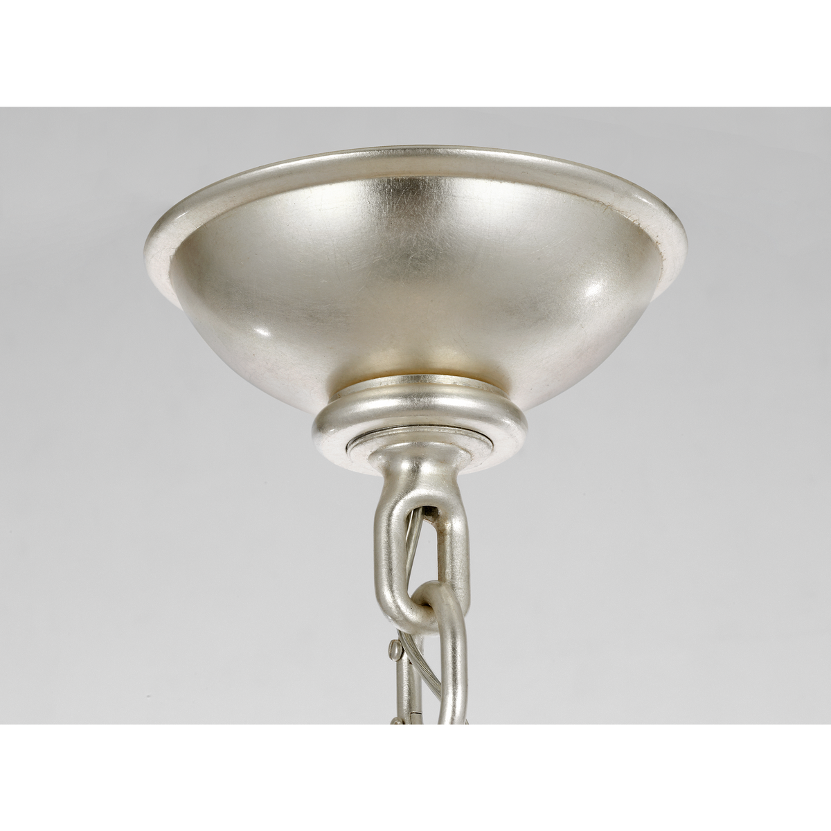 AERIN Serliana 25" Chandelier in Burnished Silver Leaf with Silver Edge Leaf Glass W25.25" x H27.5"