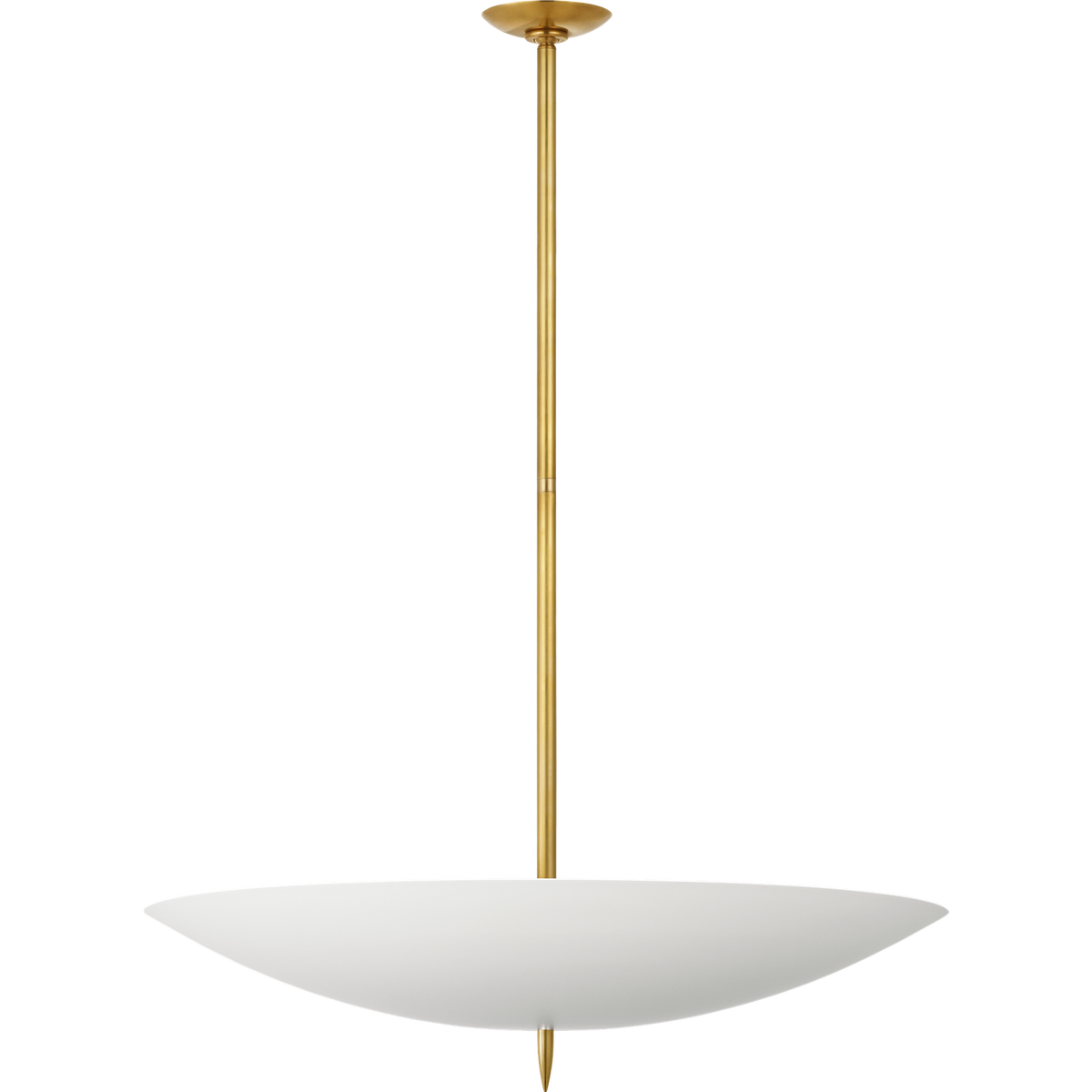AERIN Orsini 30" Chandelier in Hand-Rubbed Antique Brass with Plaster White Shade W29.75"