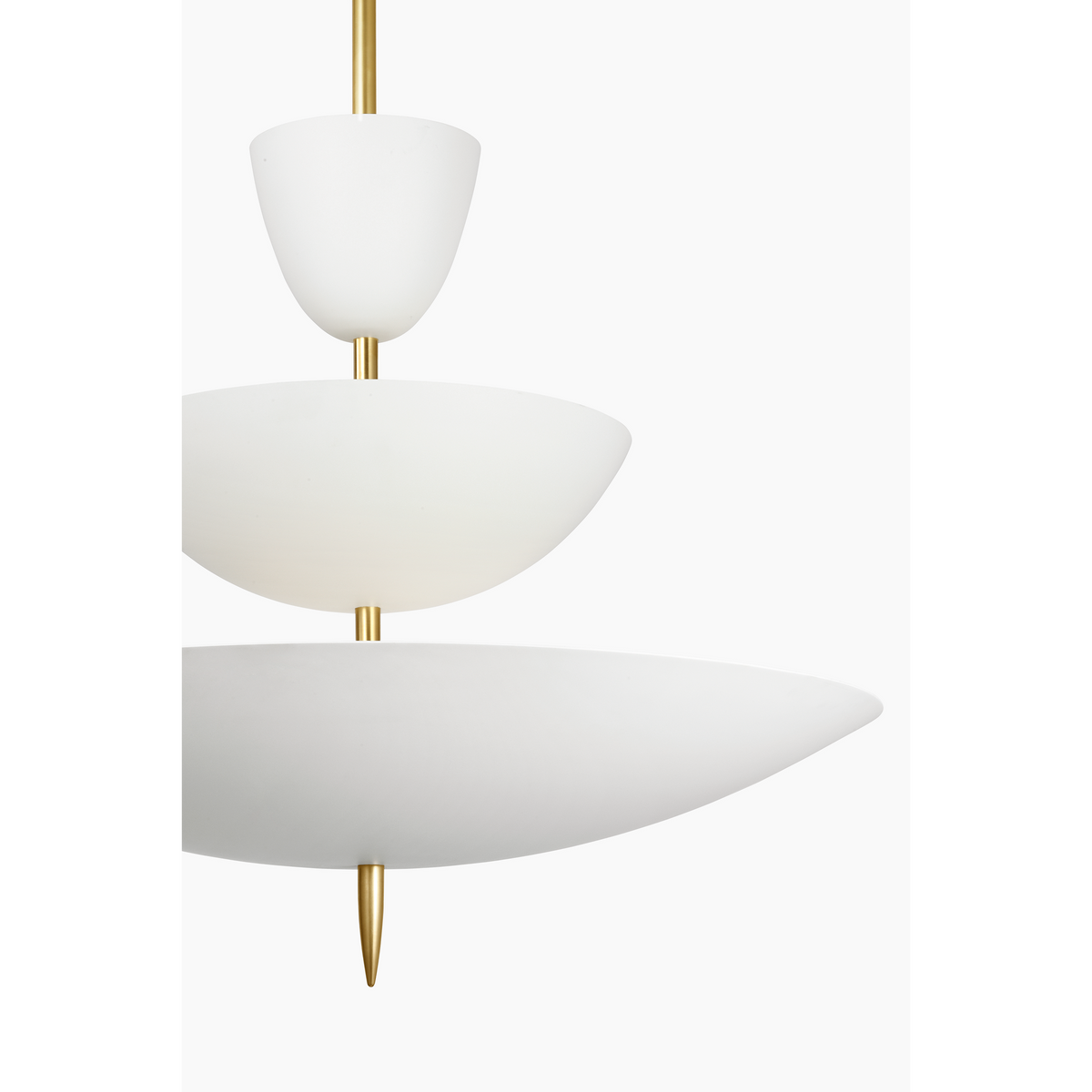 AERIN Orsini 30" Three Tier Chandelier in Hand-Rubbed Antique Brass with Plaster White Shades W29.75"