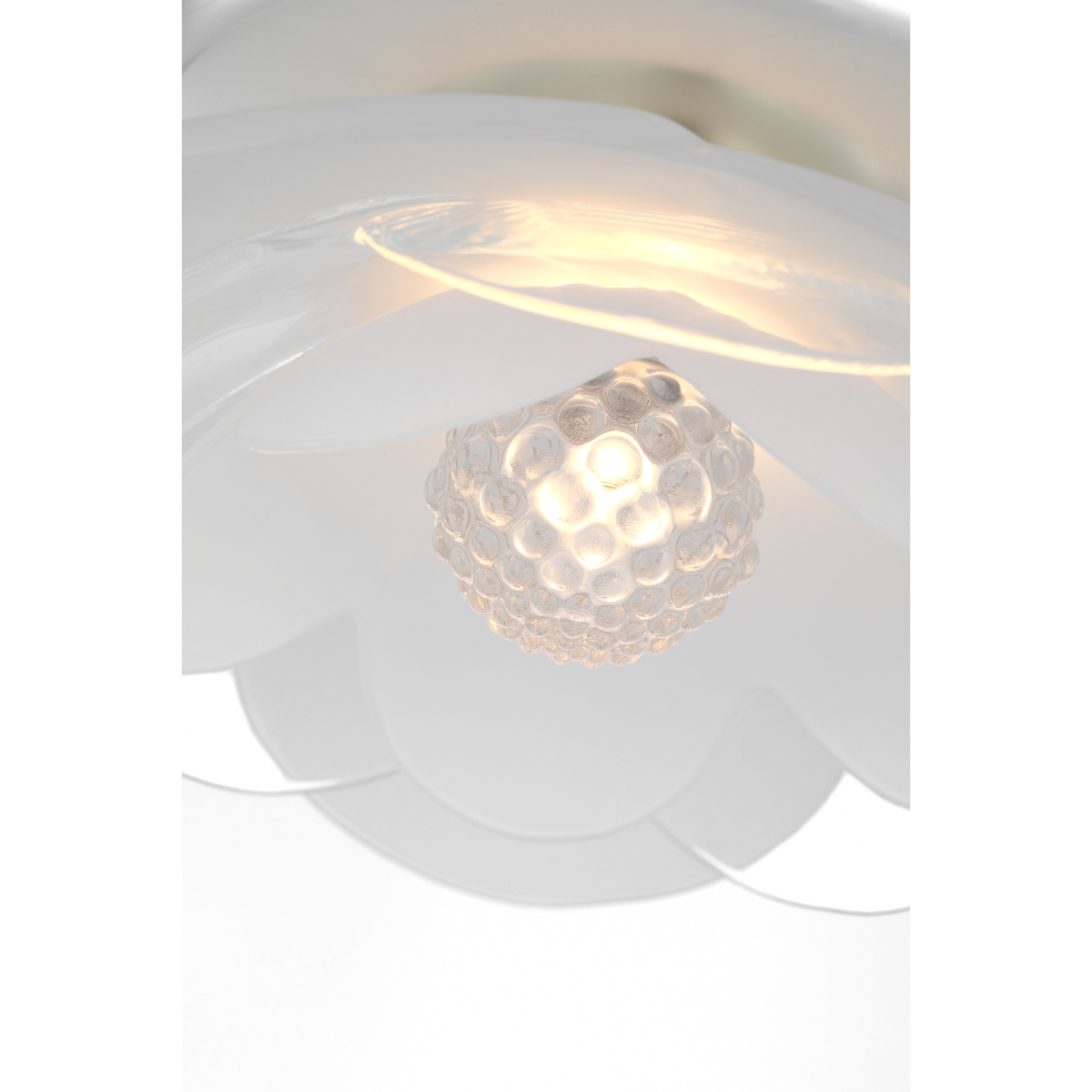 Barbara Barry Petaluma 7" Flush Mount in Soft Silver with Etched and Clear Glass Flowers W7.25" x H2.5"