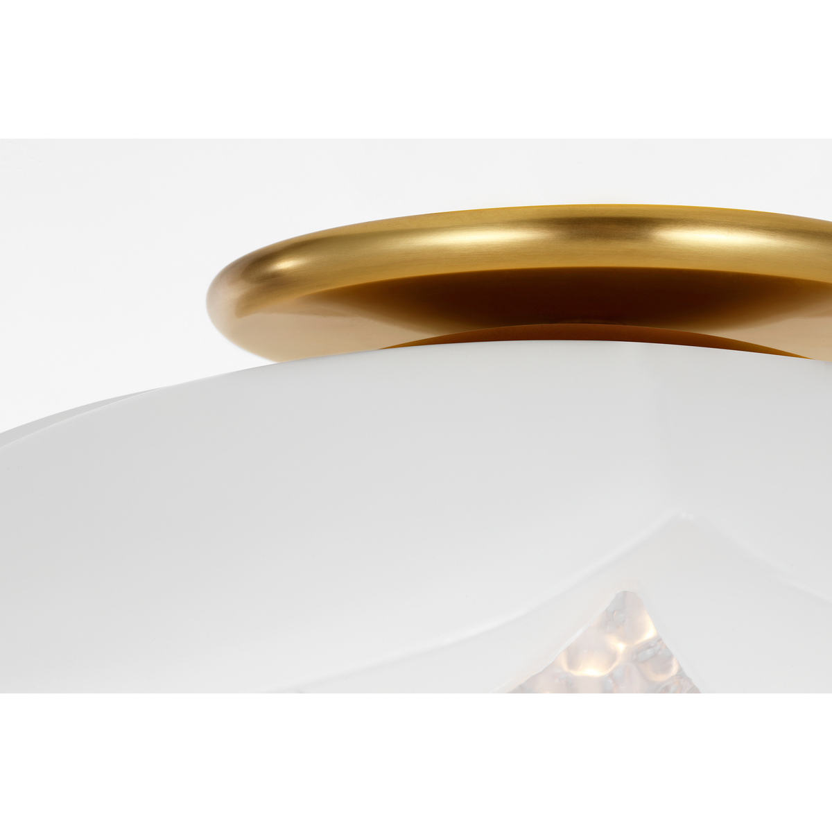 Barbara Barry Petaluma 16" Flush Mount in Soft Lacquered Brass with Etched and Clear Glass Flowers W15.5" x H4.5"