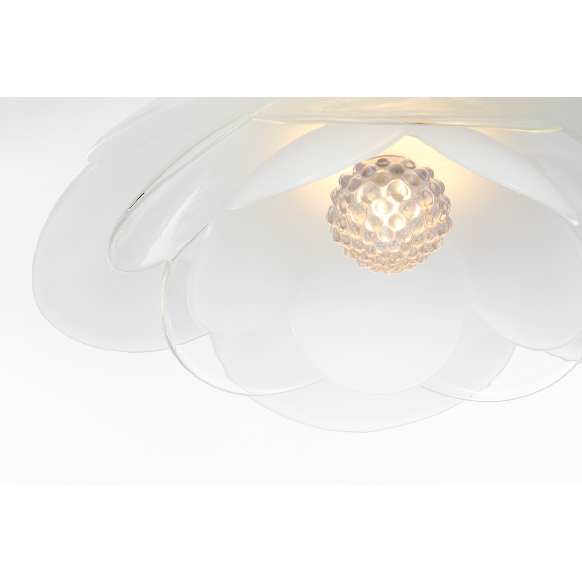 Barbara Barry Petaluma 16" Flush Mount in Soft Silver with Etched and Clear Glass Flowers W15.5" x H4.5"