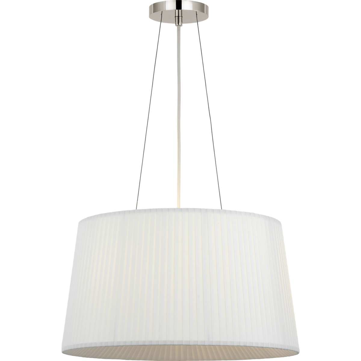 Barbara Barry Halo 19" Fabric Hanging Shade in Polished Nickel with Silk Wrapped Shade W19"