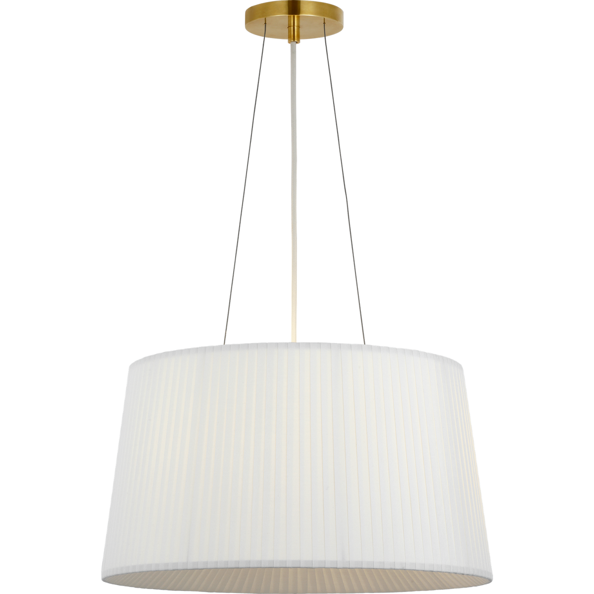 Barbara Barry Halo 19" Fabric Hanging Shade in Soft Brass with Silk Wrapped Shade W19"
