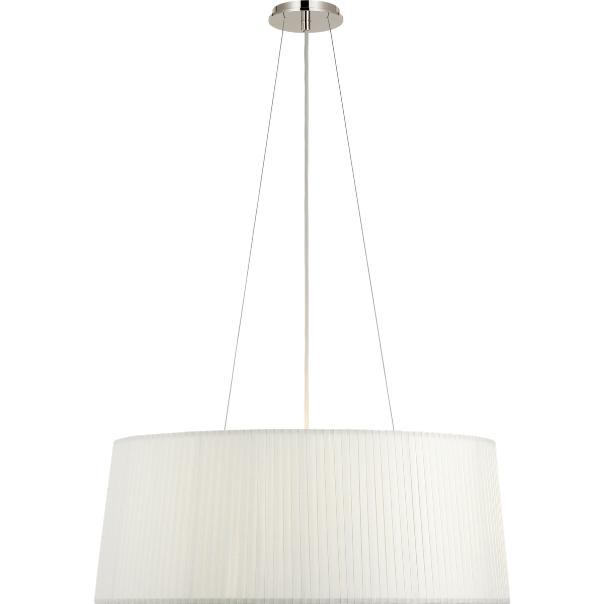 Barbara Barry Halo 27" Fabric Hanging Shade in Polished Nickel with Silk Wrapped Shade W27.25"