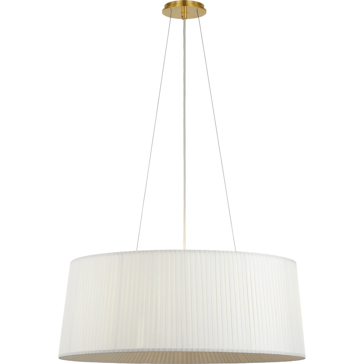 Barbara Barry Halo 27" Fabric Hanging Shade in Soft Brass with Silk Wrapped Shade W27.25"