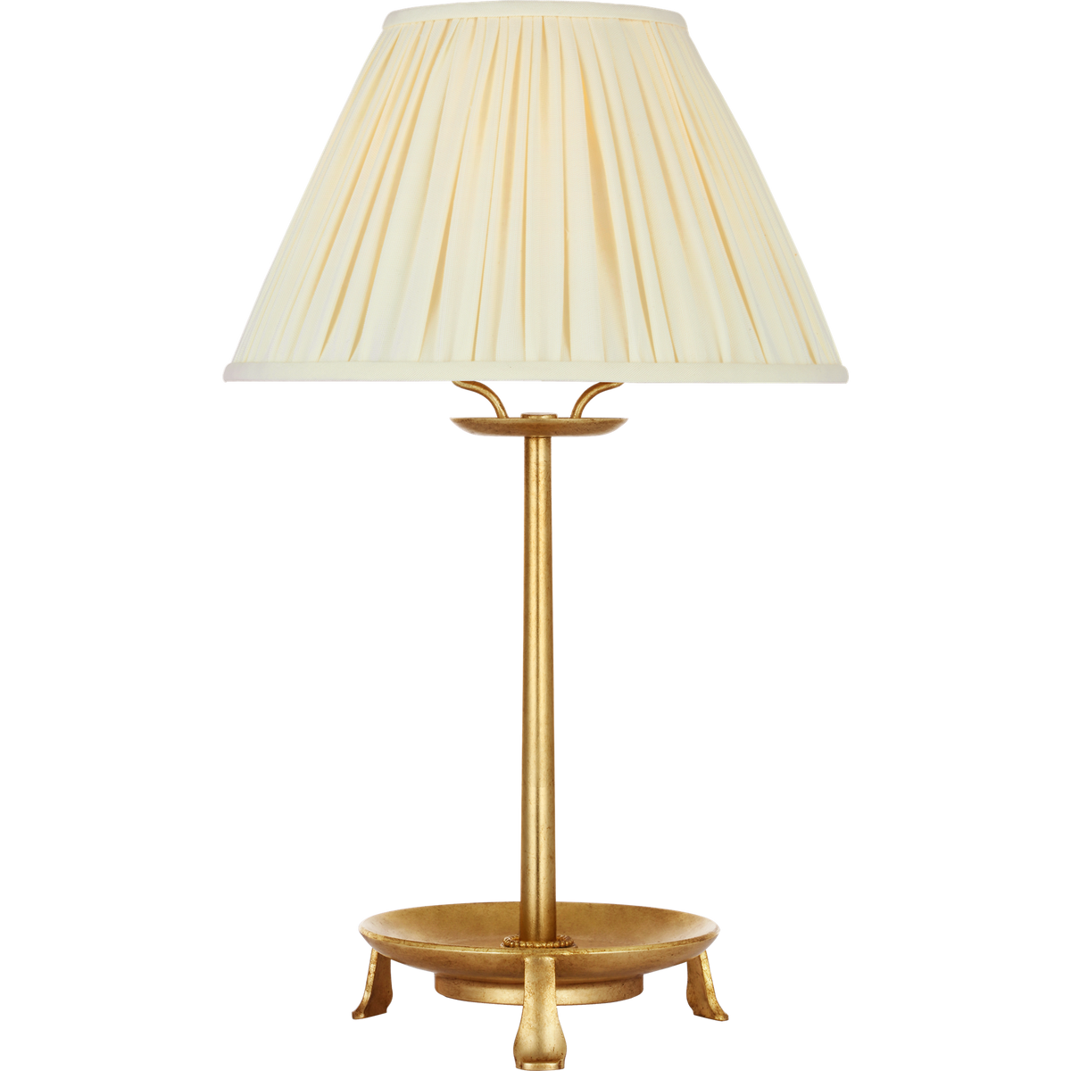 Chapman & Myers Lazlo 14" Cordless Accent Lamp in Gild with Silk Pleated Shade W8.5" x H14"